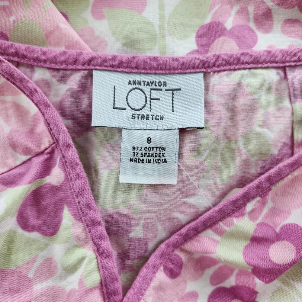 Vintage Y2K Ann Taylor Loft Pink White Green Floral Wrap Mini Skirt 6 - Picture 4 of 7